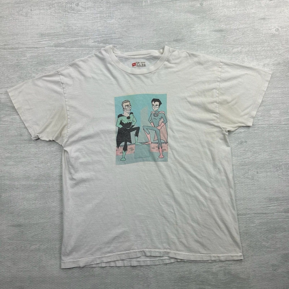 Vintage 2003 Superheroes Shirt Adult XL White Superman Green‎ Lantern Parody